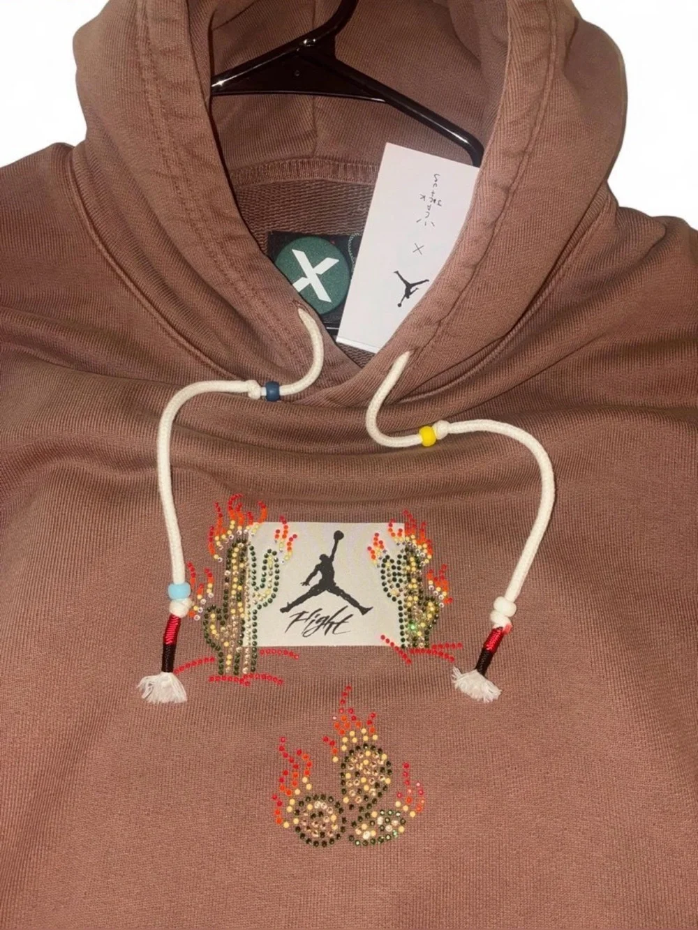 Jordan x cactus Jack Brown Embroidered Cactus Hoodie - Men
